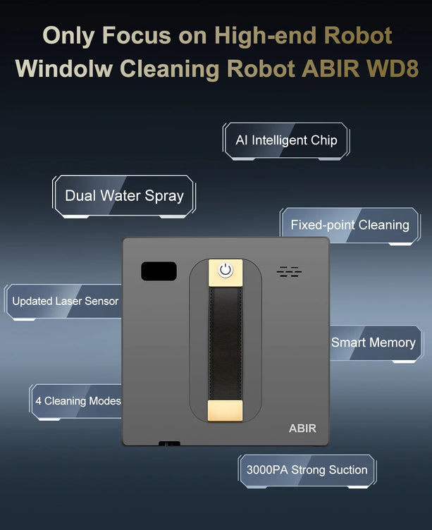 Window Cleaning Robot ABIR WD8: Double Spray, Intelligent Memory, High Suction, Laser Sensor.