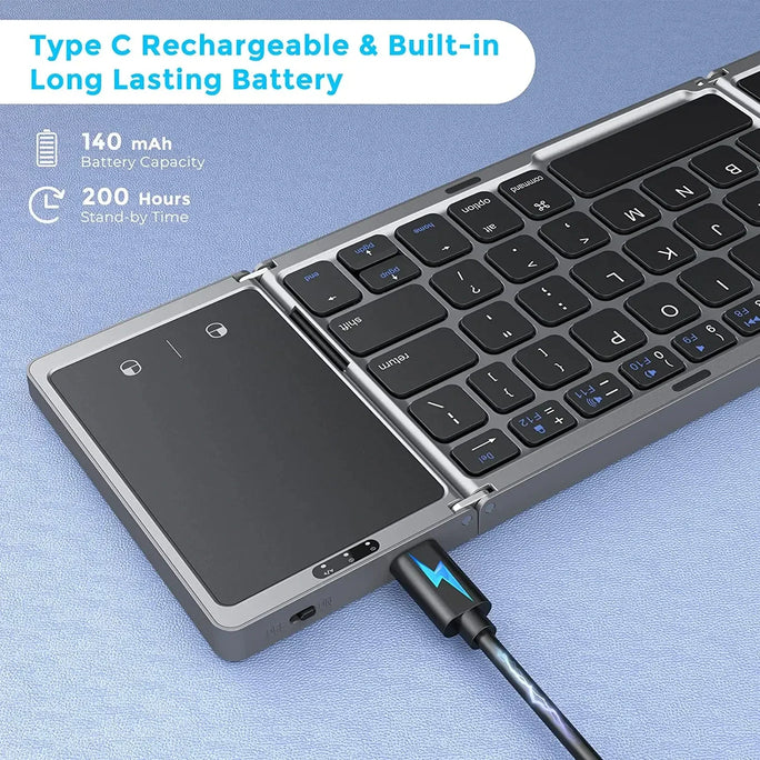 3-Folding Wireless Keyboard with Touchpad