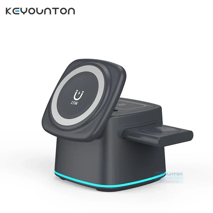 3-in-1 Magnetic Wireless Charger for Apple Devices - 15W Fast Charge