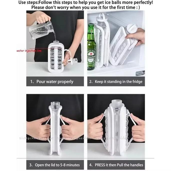 Portable 2-in-1 Bottle with Ice Tray and Popsicle Molds